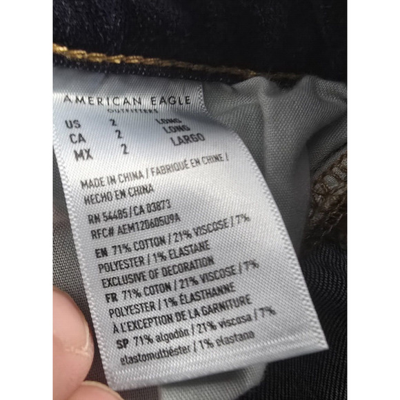 American Eagle Jegging Women's 2 Long Blue Next Level Stretch Dark Wash Ankle - Picture 5 of 16